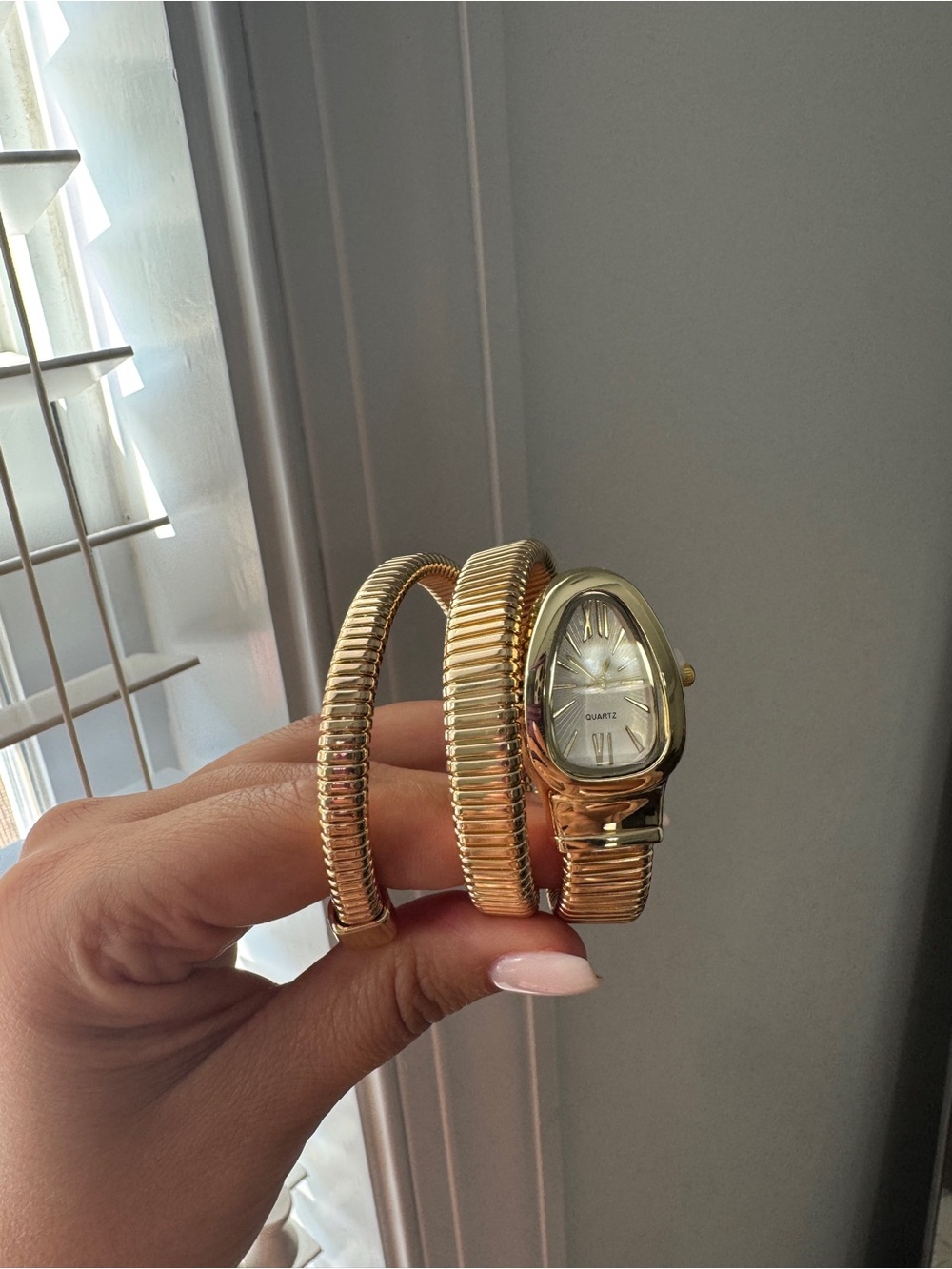 Gold-Tone Coiled Bracelet Watch